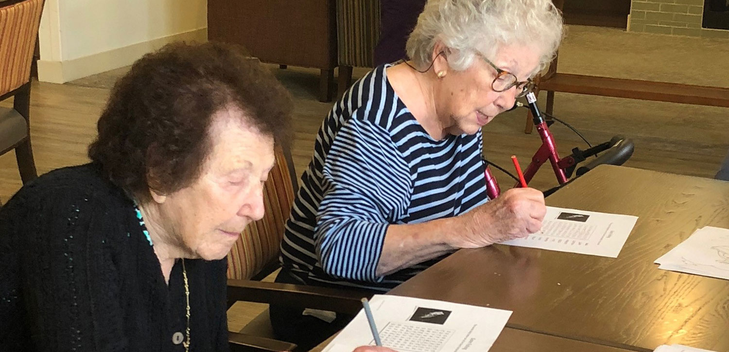 Dementia care residents playing memory games