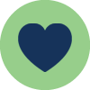Navy Heart in Green Circle