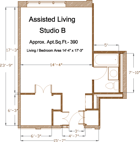 Assisted living studio A floor plan