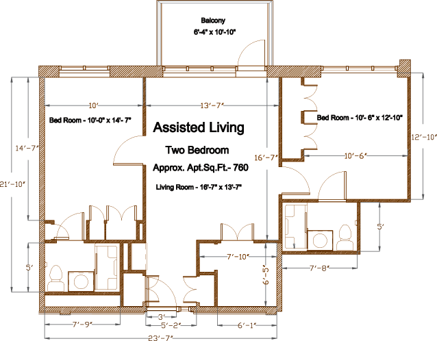 Assisted Living two bedroom floor plan
