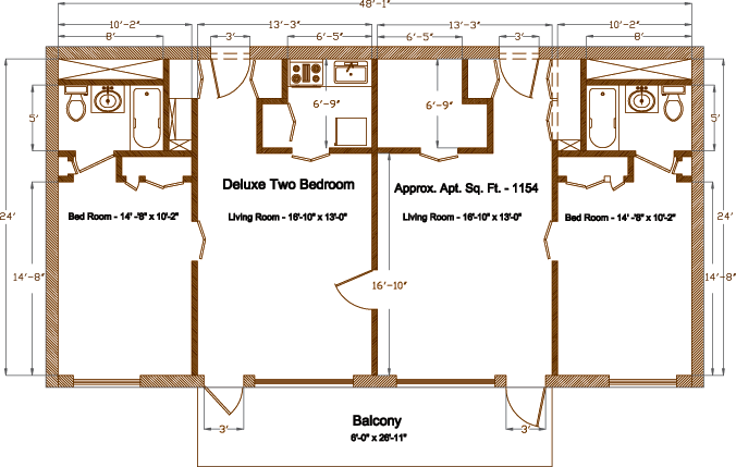Independent living Deluxe two bedroom floor plan