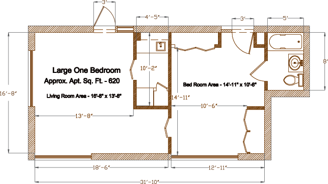 Independent living Large one bedroom floor plan