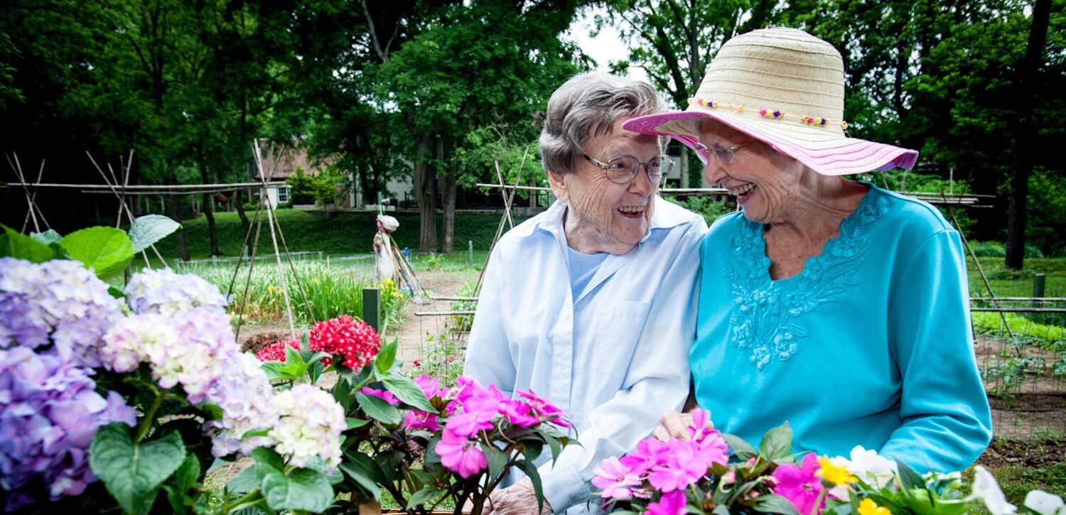 Active Seniors gardening at Abe's Garden Community