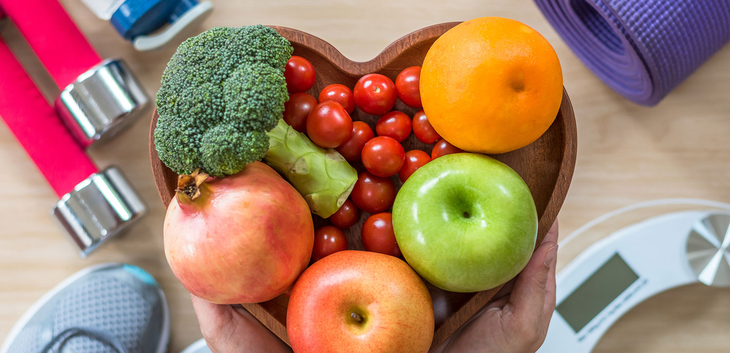 Bowl of healthy fruits and vegetables