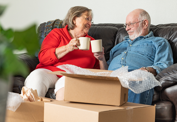 senior couple getting ready to move